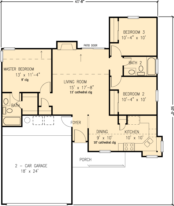 Country One-Story Level One of Plan 95595