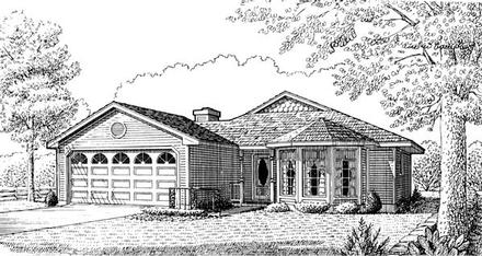 Country One-Story Victorian Elevation of Plan 95597