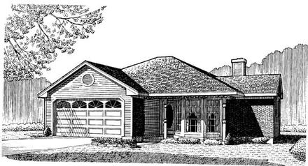 Country One-Story Elevation of Plan 95599
