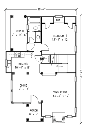 Country Craftsman Level One of Plan 95601