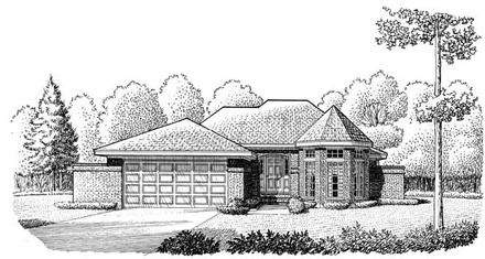 European One-Story Elevation of Plan 95603