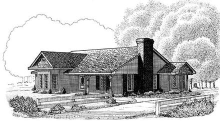 Country One-Story Victorian Elevation of Plan 95604