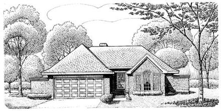 European One-Story Elevation of Plan 95606