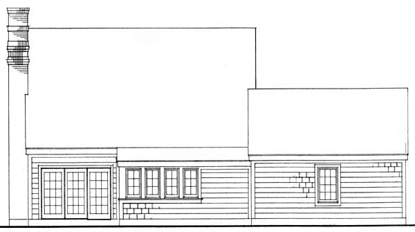 Bungalow, Country, Craftsman Plan with 1527 Sq. Ft., 3 Bedrooms, 2 Bathrooms, 2 Car Garage Rear Elevation