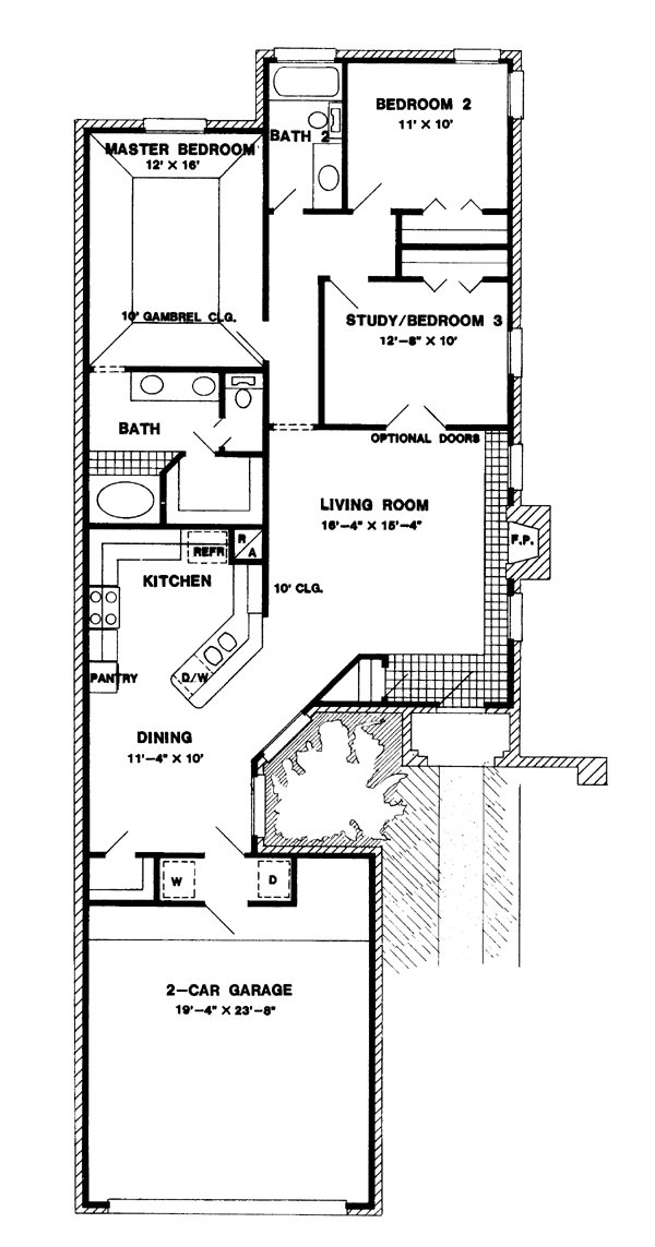 Cottage Country One-Story Level One of Plan 95608