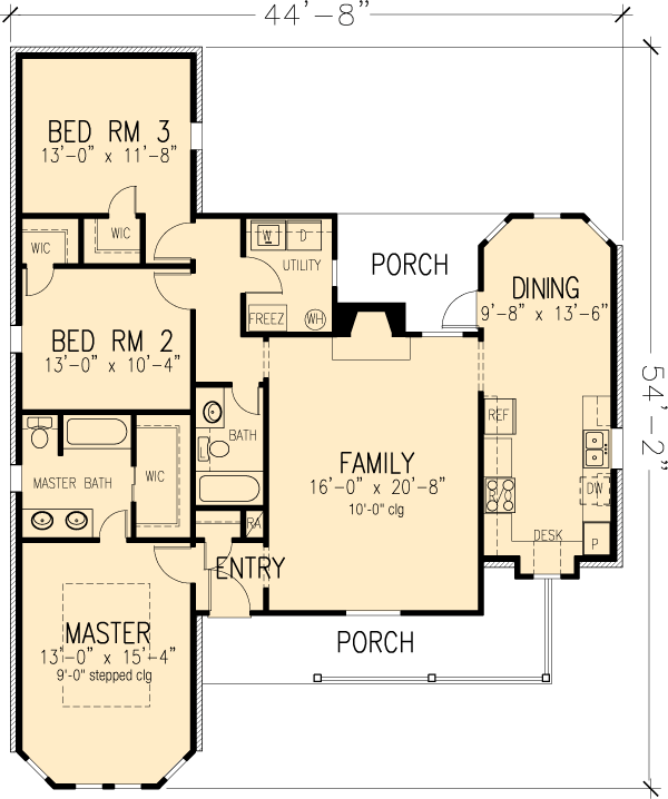 Country Farmhouse One-Story Level One of Plan 95612