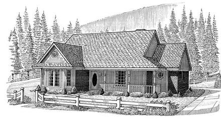 Country Farmhouse One-Story Elevation of Plan 95612