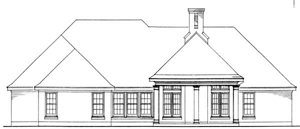 Bungalow Country Craftsman Narrow Lot One-Story Rear Elevation of Plan 95613