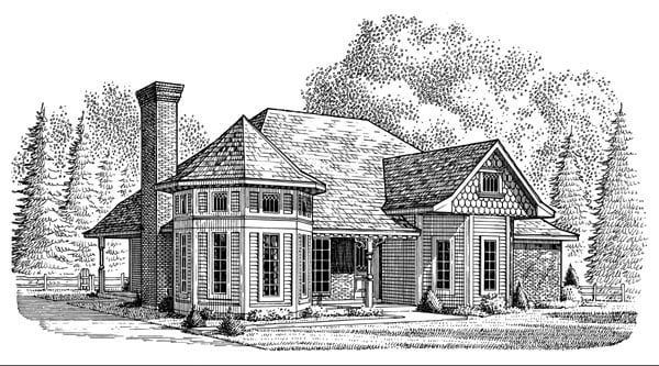 Country, One-Story, Victorian Plan with 1614 Sq. Ft., 3 Bedrooms, 2 Bathrooms, 2 Car Garage Elevation