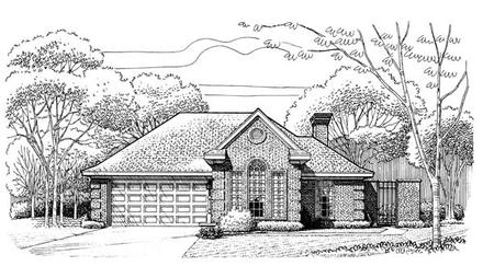 European One-Story Elevation of Plan 95615