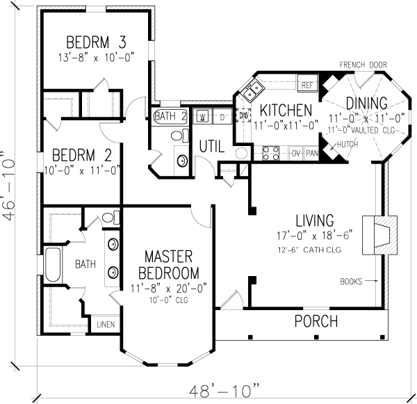 Country One-Story Victorian Level One of Plan 95618