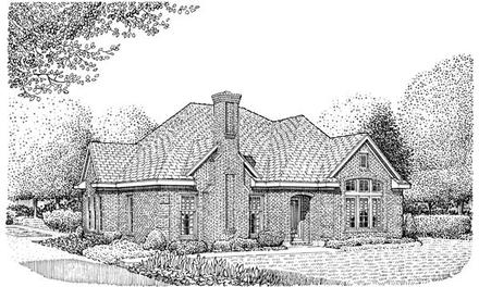 European One-Story Elevation of Plan 95620