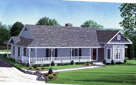 Country Farmhouse One-Story Victorian Elevation of Plan 95623