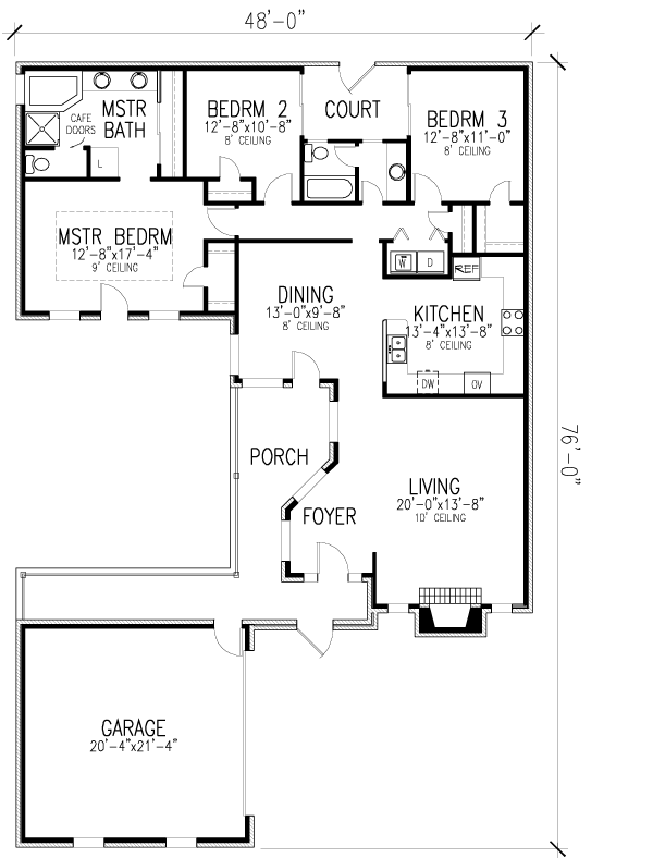 European One-Story Level One of Plan 95624