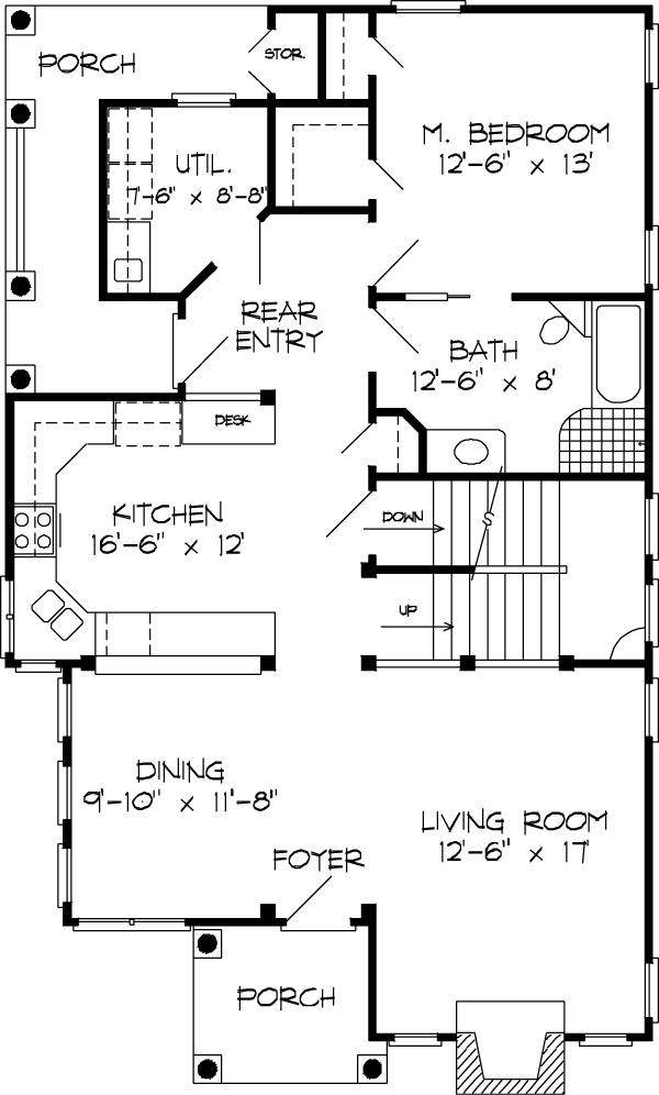 Craftsman European Narrow Lot Level One of Plan 95626