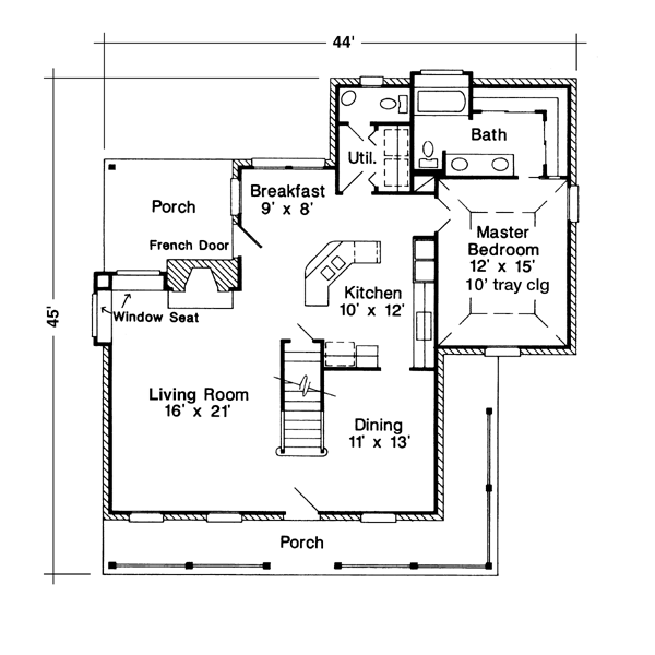 Country Farmhouse Southern Level One of Plan 95627