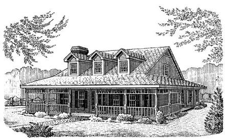Country Farmhouse Southern Elevation of Plan 95628