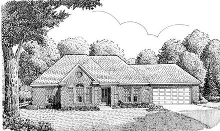 European One-Story Elevation of Plan 95629