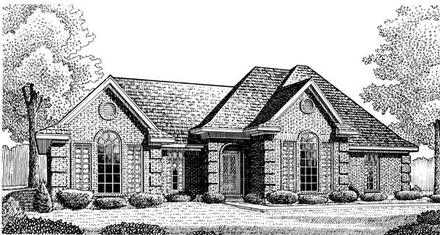 European One-Story Elevation of Plan 95635