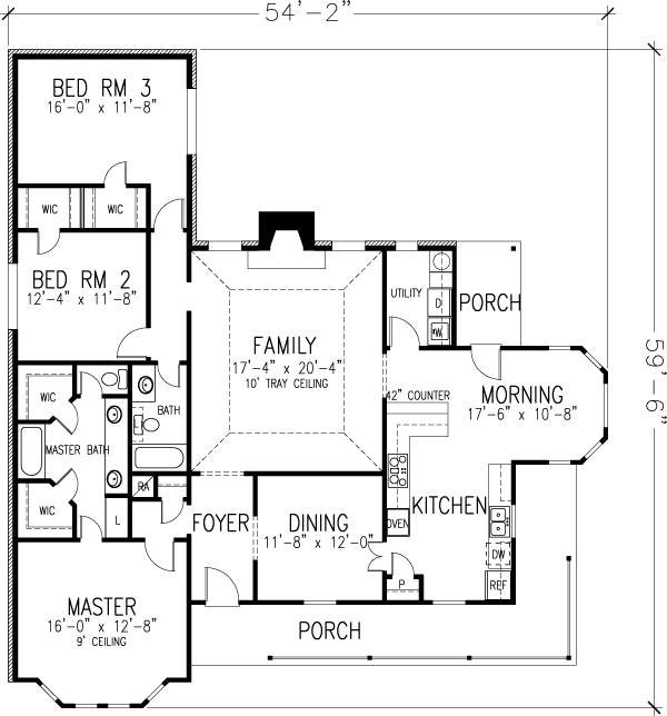 Country Farmhouse One-Story Level One of Plan 95636