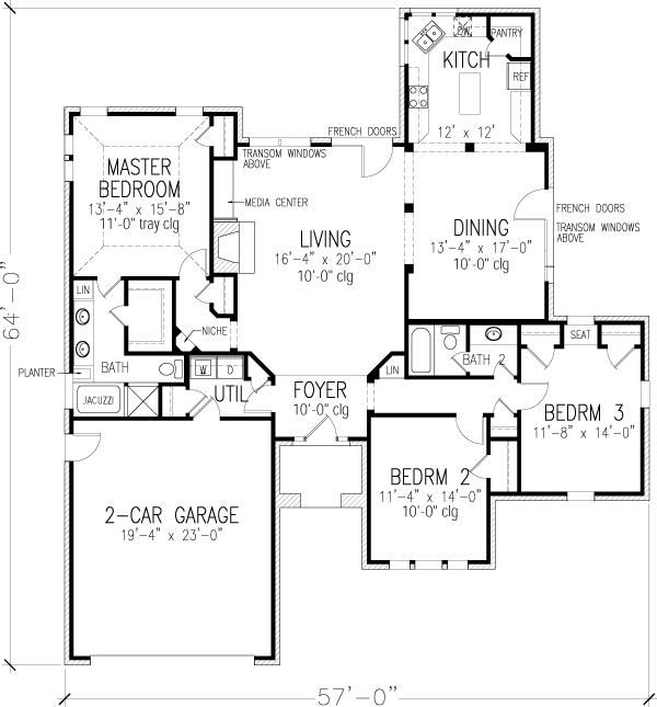 European One-Story Level One of Plan 95638