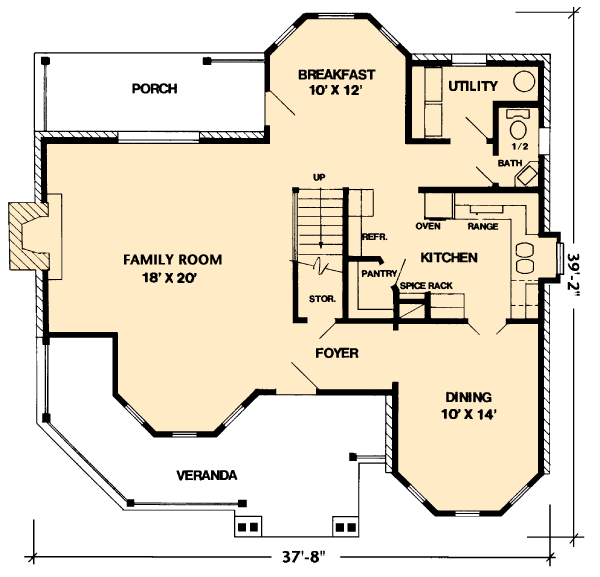Country Farmhouse Victorian Level One of Plan 95647