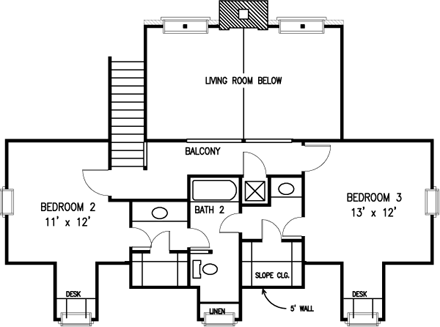 House Plan 95654 Second Level Plan