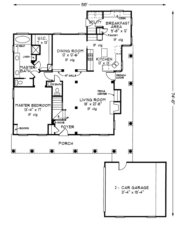 Country Farmhouse Level One of Plan 95661
