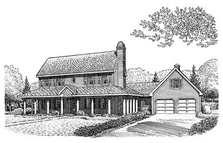 Country Farmhouse Elevation of Plan 95665