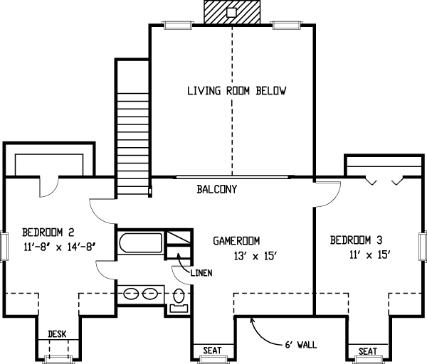 Country Farmhouse Southern Level Two of Plan 95666