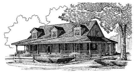 Country Farmhouse Southern Elevation of Plan 95666