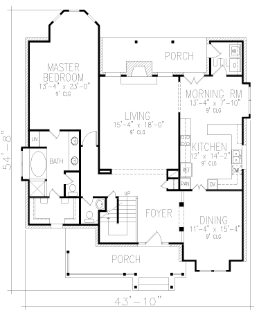 Country Farmhouse Victorian Level One of Plan 95670