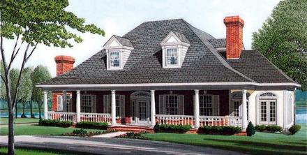 Country Farmhouse Southern Elevation of Plan 95679