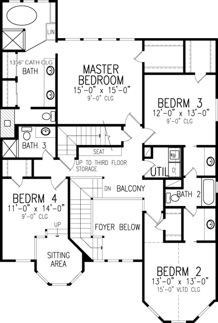 House Plan 95682 Second Level Plan