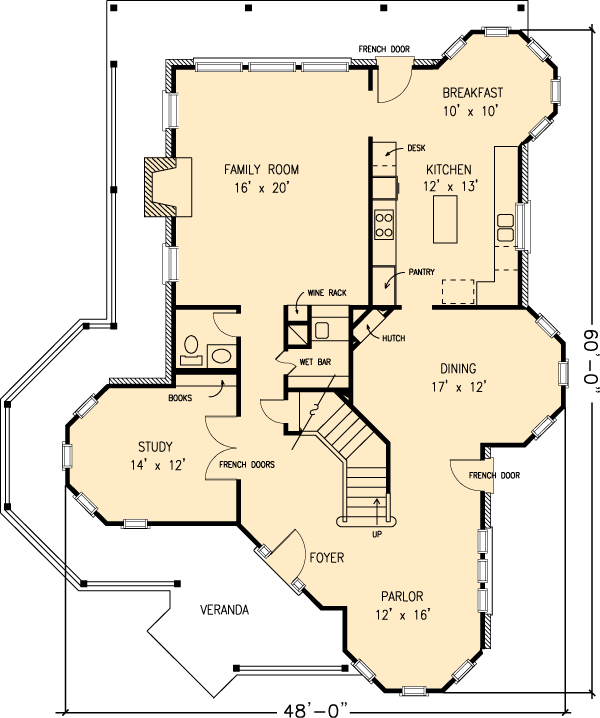 Country Farmhouse Victorian Level One of Plan 95683