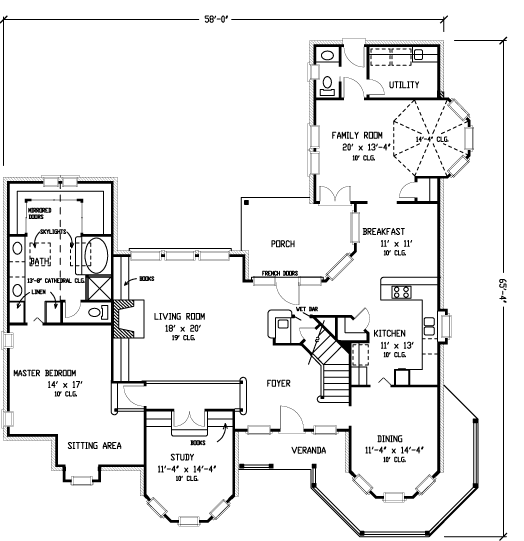 Country Farmhouse Victorian Level One of Plan 95685