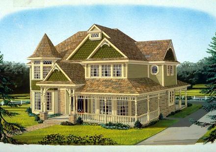 Country Farmhouse Victorian Elevation of Plan 95686