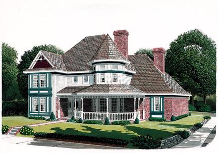 Country Farmhouse Victorian Elevation of Plan 95688