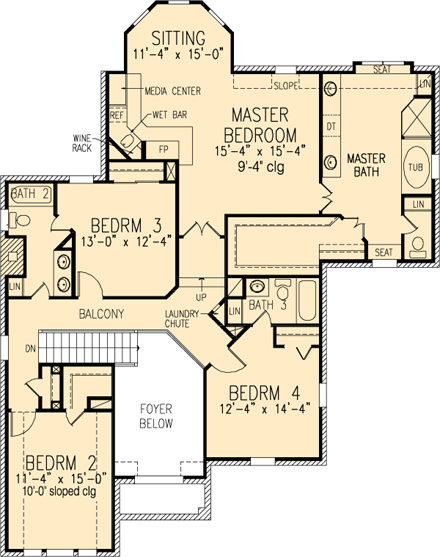 House Plan 95689 Second Level Plan