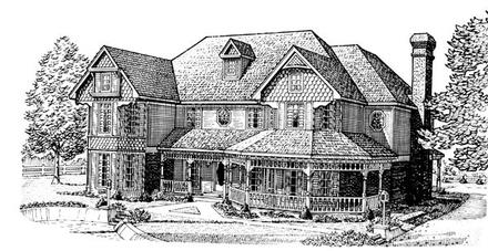 Country Farmhouse Victorian Elevation of Plan 95691