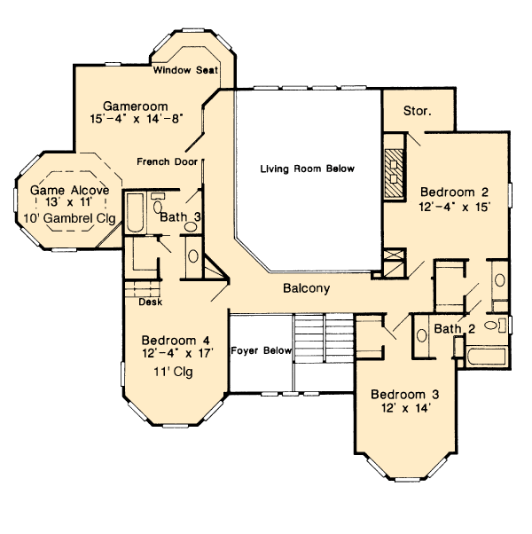 Country Farmhouse Victorian Level Two of Plan 95692