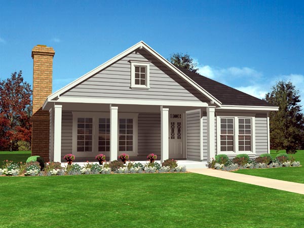 Country, Southern Plan with 1581 Sq. Ft., 3 Bedrooms, 2 Bathrooms, 2 Car Garage Elevation
