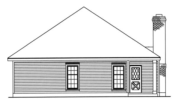 Country, Southern Plan with 1581 Sq. Ft., 3 Bedrooms, 2 Bathrooms, 2 Car Garage Rear Elevation