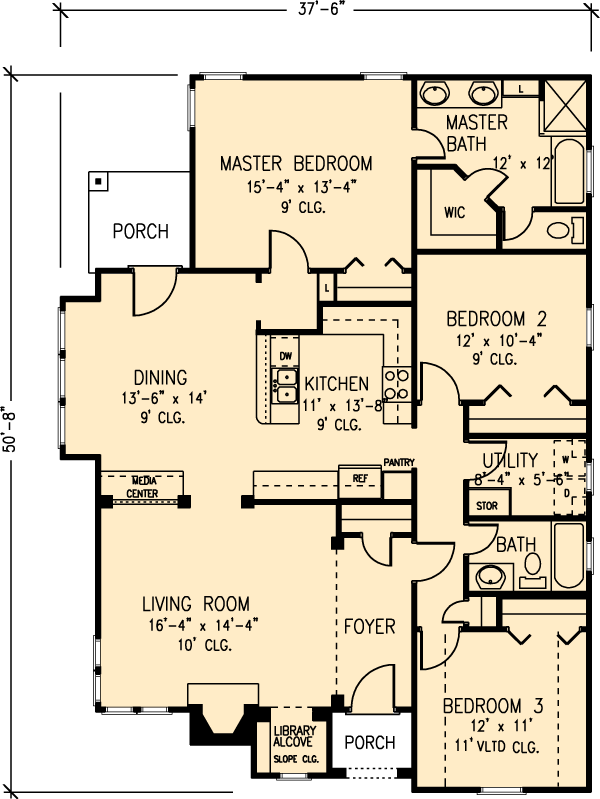 Bungalow Cottage Craftsman Level One of Plan 95713