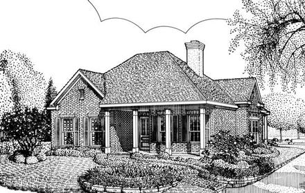 Colonial Country Southern Elevation of Plan 95718