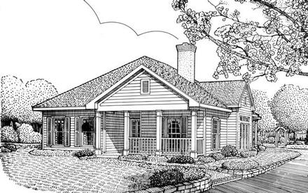 Colonial Country Southern Elevation of Plan 95720