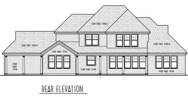 Country European Rear Elevation of Plan 95734