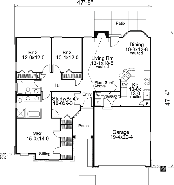 Cottage Country Craftsman Ranch Level One of Plan 95800