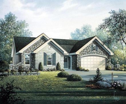 Cottage Country Craftsman Ranch Elevation of Plan 95800