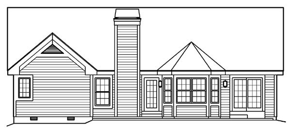 Craftsman Ranch Traditional Rear Elevation of Plan 95802